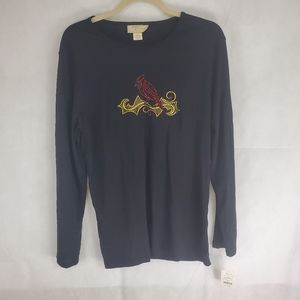 Sportswear Black Long Sleeve Shirt With Cardinal
